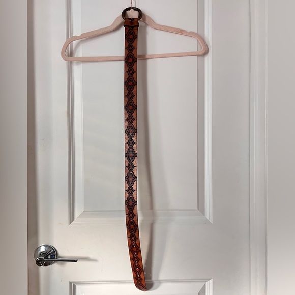 Fossil Brown Genuine Leather Western Boho Belt Women’s Small - Picture 2 of 4